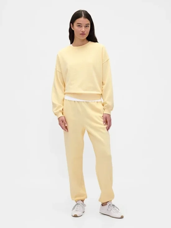 GAP Pale Yellow Women's Jogger Set - Soft Pullover & Track Pants Sz. XL - Picture 1 of 6